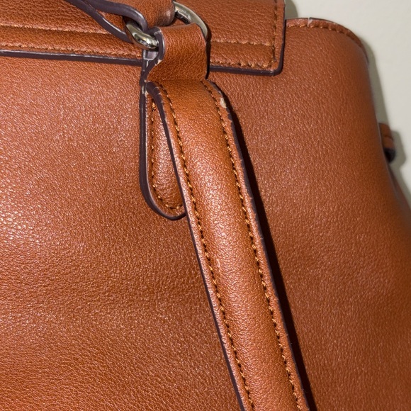 Chaps Brown Faux Leather Drawstring Backpack - Picture 7 of 8